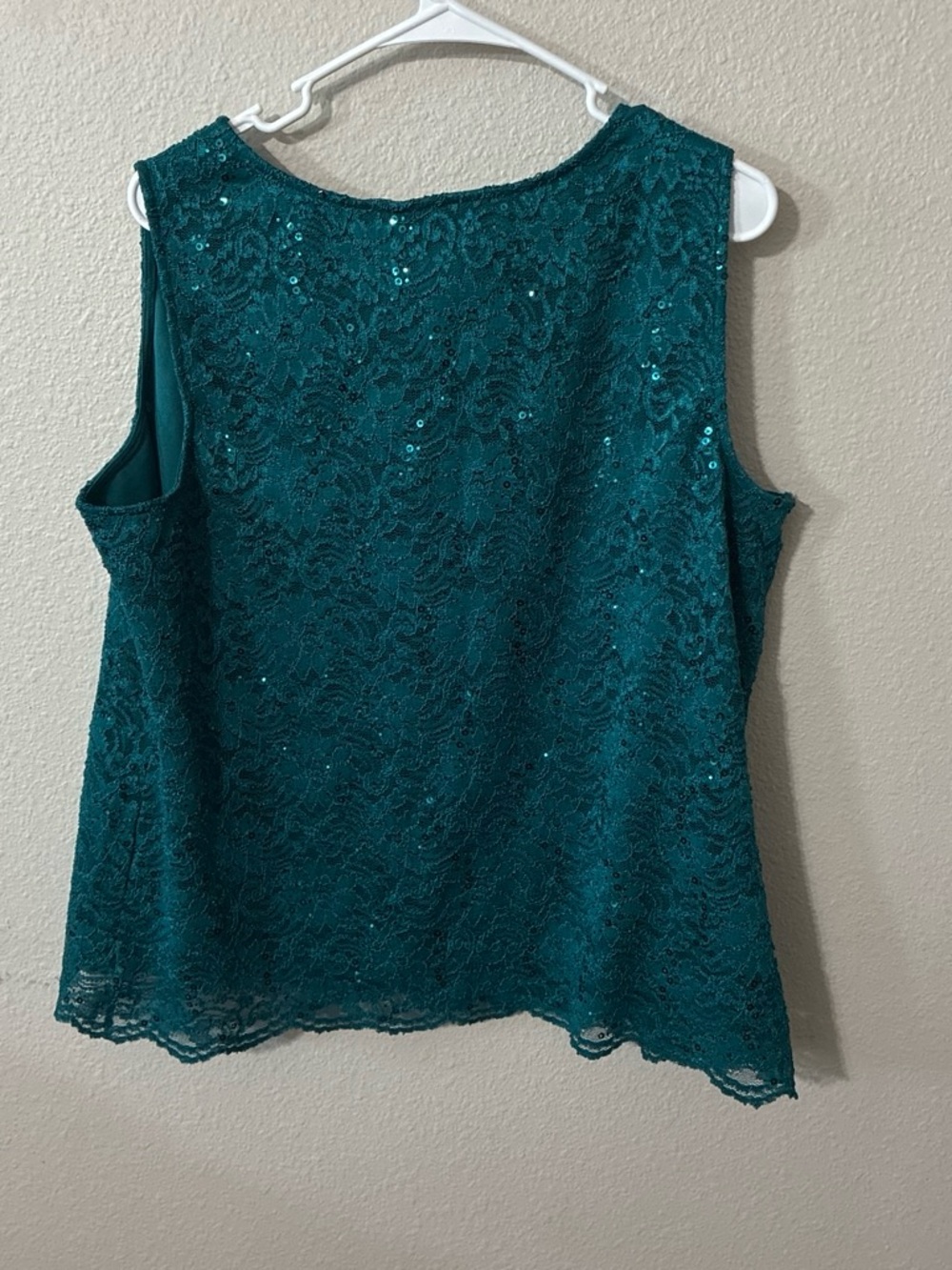 Catherines Teal Lace Sequin Camisole Tank
